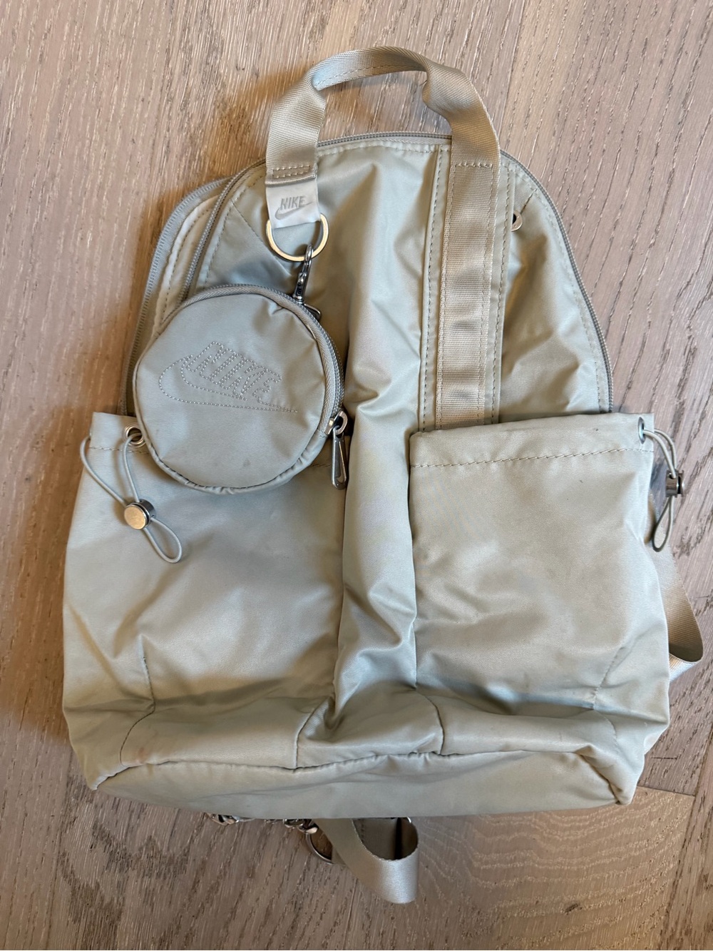 Nike Light Beige Nylon Backpack with Round Coin Pouch